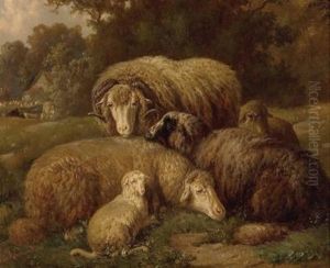 Schafe Auf Weide by Henri Louis Ludwig