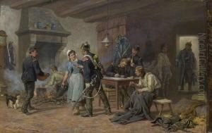 "einquartierung Wurttembergscher Reiter In Einem Franzosischen Bauernhause by Henri Louis Ludwig