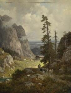 Gebirgslandschaft. by Henri Louis Ludwig