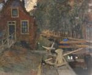 Barge With Locks by Ferdinand Jean Luigini
