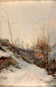 Chemin De Montagne Enneige by Ferdinand Jean Luigini