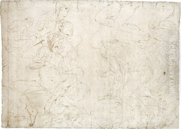 Two Double-sided Sheets Of Studies: - view 1