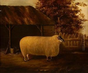 A Scottish Blackface In A Landscape by William Snr Luker