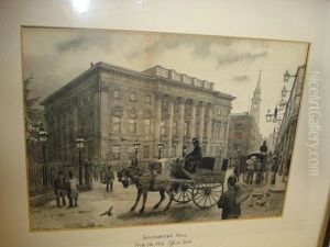 Goldsmith's Hall From The Post Office Yard Signed Lower Left,en Grisaille