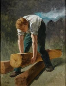 Ouvrier Construisant Le Chemin De Fer De L'amerique, Etude Pour La Bourse Du Commerce by Evariste Luminais