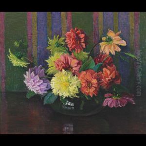 Still Life - Bowl Of Dahlias by Harriet Randall Lumis