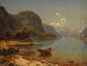 Fjordlandskap Med Folkeliv 1846