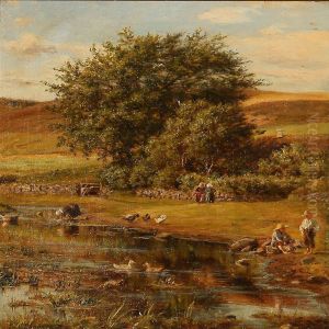 Summer Idyll With People At A Stream by Emil Carl Lund