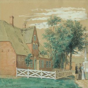 Persons By A Farmhouse by Frederick Christian Lund