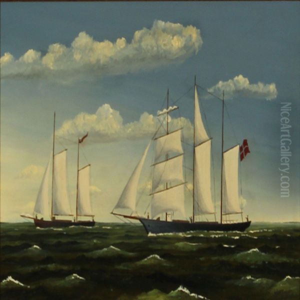 Seascape With Two Sailing Ships - view 1
