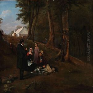 A Family On Picnic At Kirsten Piil In The Deer Garden, Denmark by Johan Ludvig G. Lund