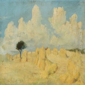 Danish Summer Landscape With Haycocks In The Field by Soren Lund