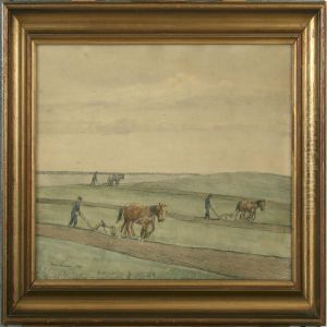 Field Scenery With Farmers by Soren Lund