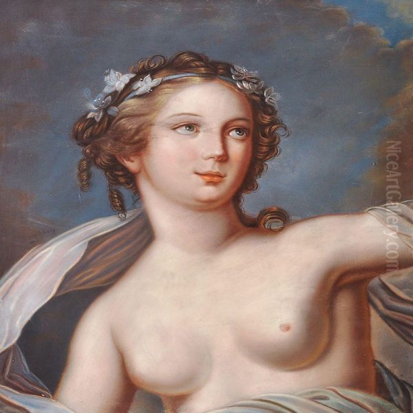Young Woman In A Light Dress And With Flowers In Her Hair - view 1