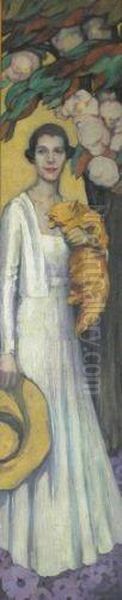 Portrait Of Emily Macfadden With Her Cat - view 1