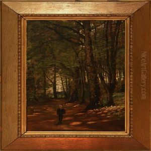 Forest Scenewith A Boy by Justus Lundegard