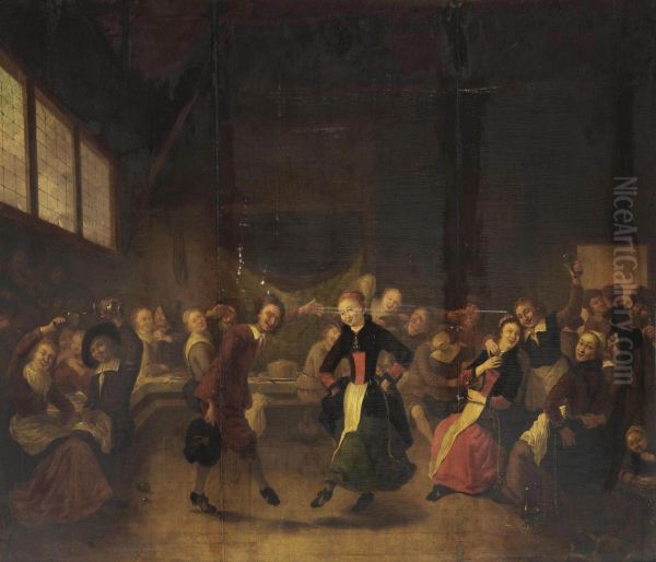 A Peasant Dance In A Barn Interior - view 1