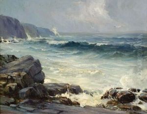 Waves Breaking Along A Rocky Coast by Leon Lundmark
