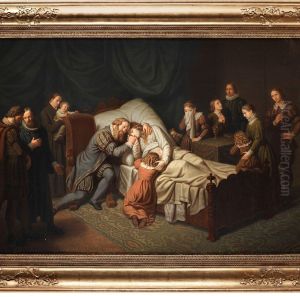 Gustav I:s Farewell From His Wife Consort Magareta Lejonhufvud At Her Deathbed by Anders Lundqvist