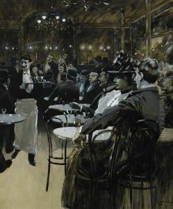 Cafe Scene by Fernand Harvey Lungren