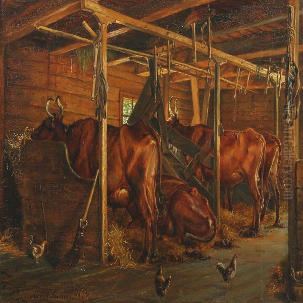 Scenery From A Barn With Cows And Chickens - view 1