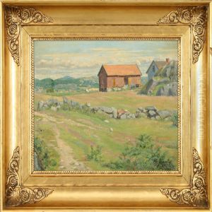 A Summer Landscape With Farm And Fence