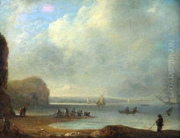 Coastal Scene With Fisherfolk - view 1