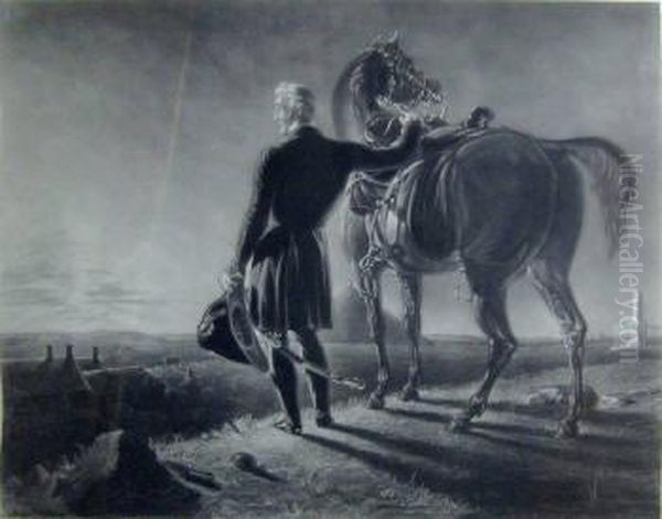 Lopton , After Benjamin Robert Haydon , 'arthur Wellesley, The 1st Duke Of Wellington On The Field Of Waterloo', Engraving, 63cm X 73.5cm, Framed - view 1