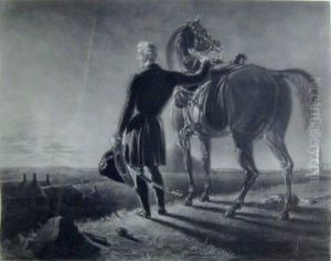 Lopton , After Benjamin Robert Haydon , 'arthur Wellesley, The 1st Duke Of Wellington On The Field Of Waterloo', Engraving, 63cm X 73.5cm, Framed by Thomas Goff Lupton