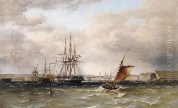 A Frigate And Other Shipping In Plymouth Harbour - view 1