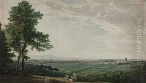 A Panoramic View Of Rome From The Gardens Of The Villa Mellini Onmonte Mario