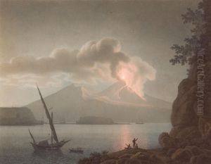 Eruzione Del Vesuvio In Notturno by Giovanni Battista Lusieri