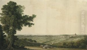 An Extensive Panorama Of Rome From The Gardens Of The Villa Mellini On Monte Mario by Giovanni Battista Lusieri