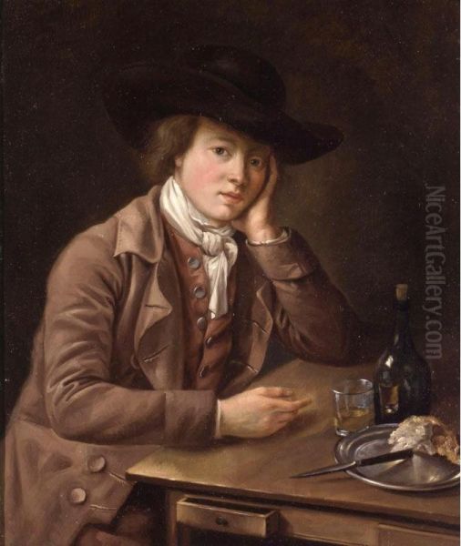 Portrait Of A Young Man Seated At A Table - view 1