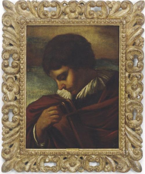 Boy Tuning A Lute - view 1