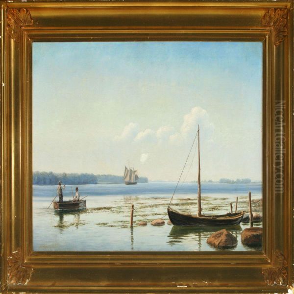 View Over Svendborgsund With Fishermen In A Rowing Boat, In The Background Sailingship - view 1