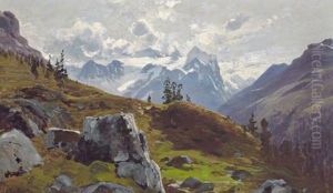 Engstlenalp Mit Blick Auf Das Wetterhorn by Ascan Lutteroth