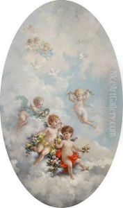 Putti With Fruit; Putti With Flowers by Charles Augustus Henry Lutyens