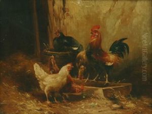 Chickens Feeding by Charles Augustus Henry Lutyens