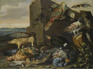 Landscape With Exotic Birds, Dead Game And An Eagle Attacking Ahen