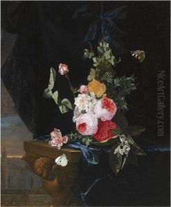 A Swag Of Roses And Thistle-leaf