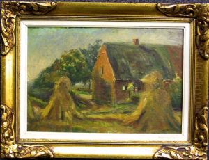 Description:hoeve Met Korenschoven by Jean Luypaert