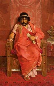 Konig Herodes Auf Seinem Thron by Theophile Lybaert