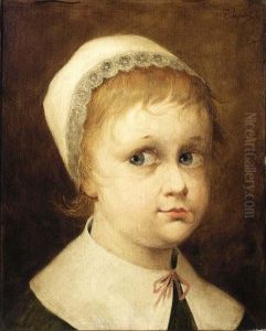 A Portrait Of A Little Girl by Theophile Lybaert