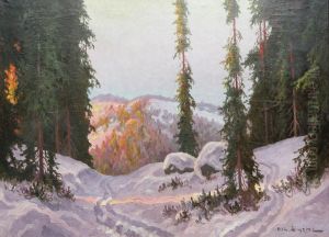 Vid Skidsparet - Vinterscen by Oscar Lycke