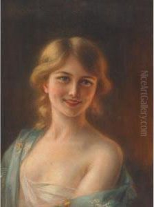 Head Of A Girl In Kimono by Albert Lynch