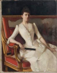 Elegante A La Robe Blanche by Albert Lynch