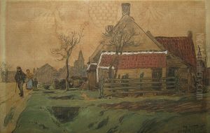 Dorpsgezicht. by Amedee Ernest Lynen