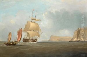 A Frigate Passing Dover And About To Overhaul A Revenue Cutter Inshore Below The Castle