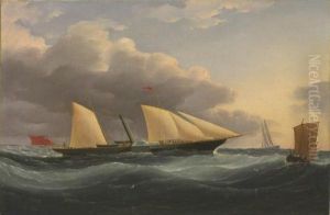 A British Steam Yacht In The Channel With Dover Beyond
